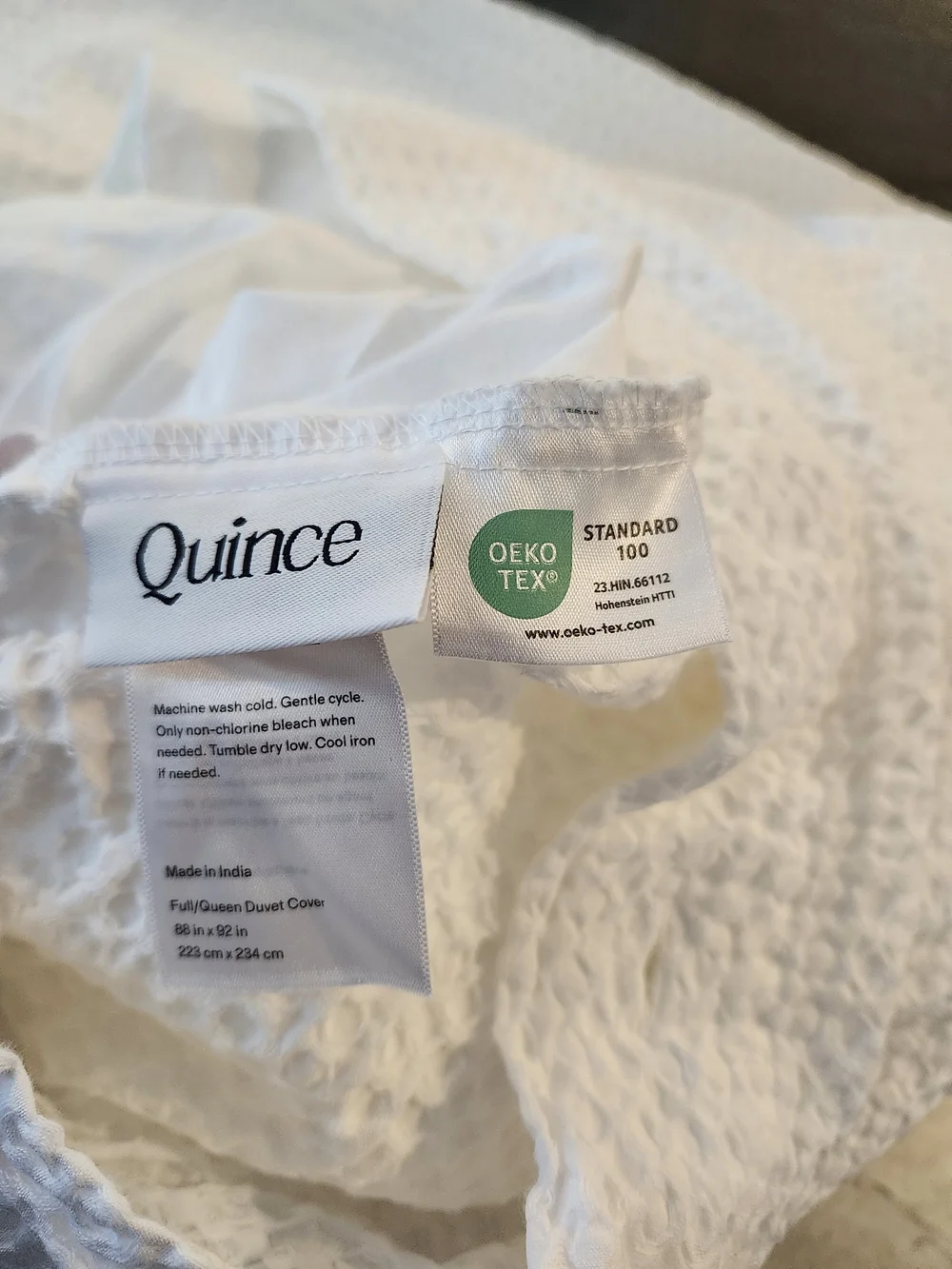 Quince Organic Cotton Waffle Duvet Cover Set White Full/Queen EUC 3 Pc